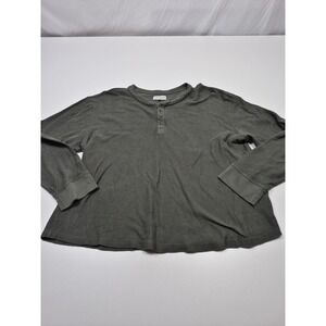 Tecovas Shirt Mens XL Green Pima Cotton Thermal Waffle Henley Long Sleeve Tee